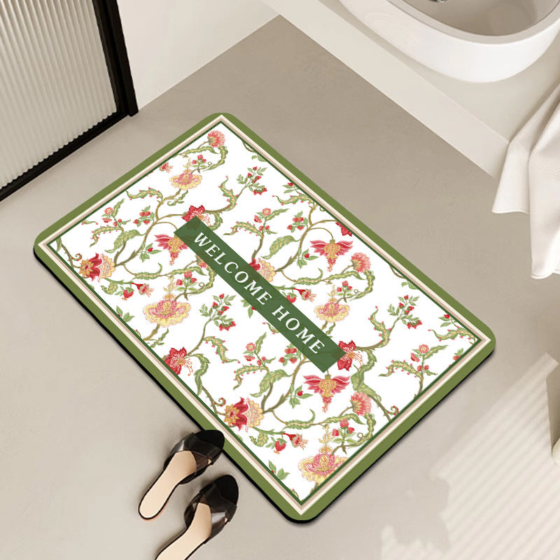 Vintage Floral Pattern Bath Mat Bowlift
