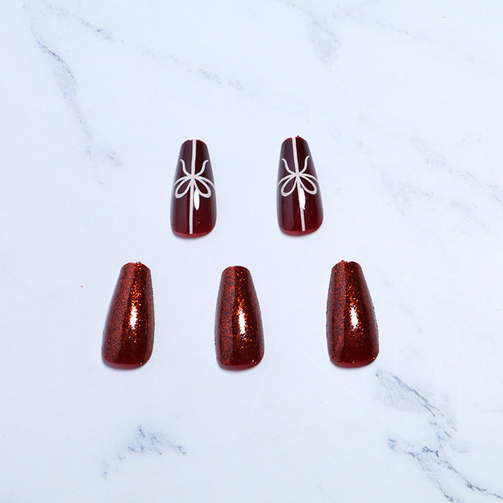 Artistic Glittery Press-On Nail Set Bowlift