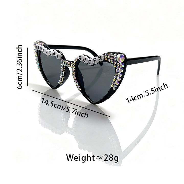 Decorative Rhinestone-Embellished Heart-Shaped Sunglasses Bowlift