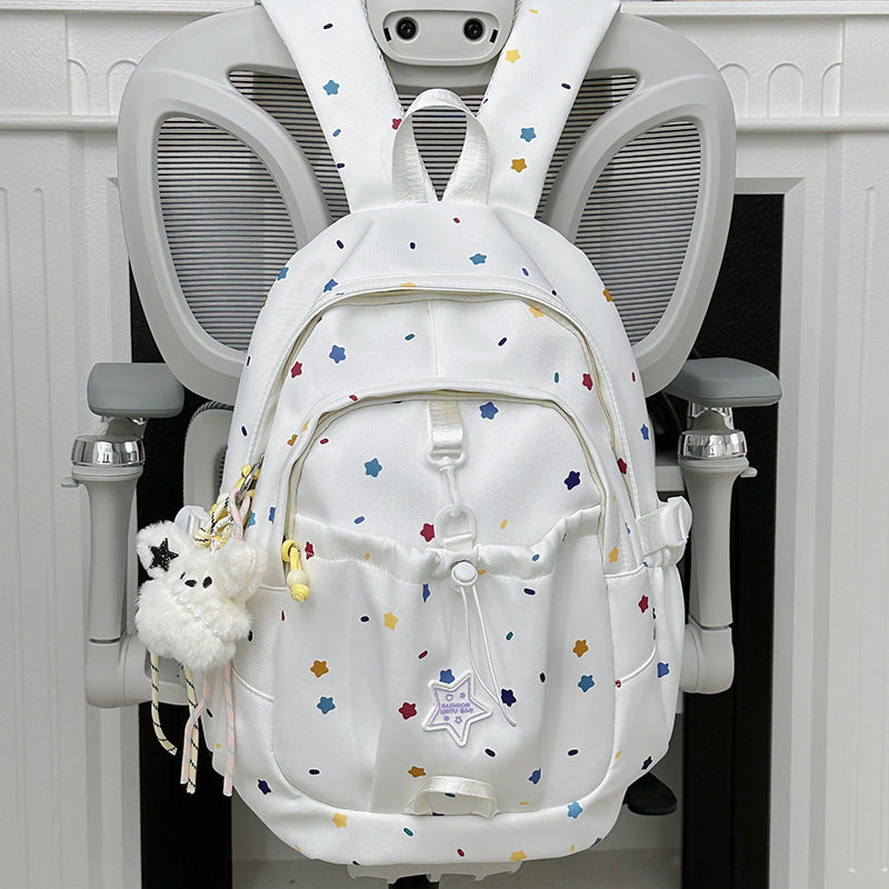 Backpack with Colorful Star Pattern and Versatile Compartments Bowlift