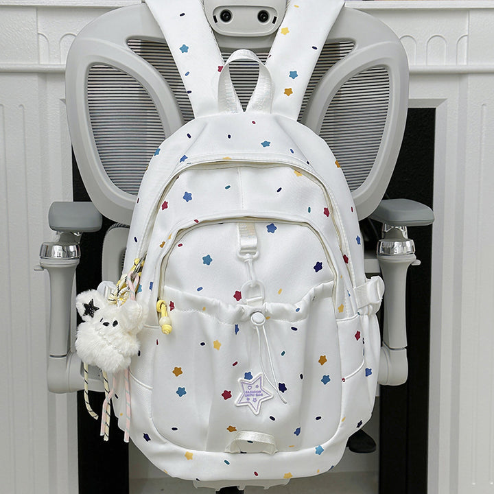 Backpack with Colorful Star Pattern and Versatile Compartments Bowlift