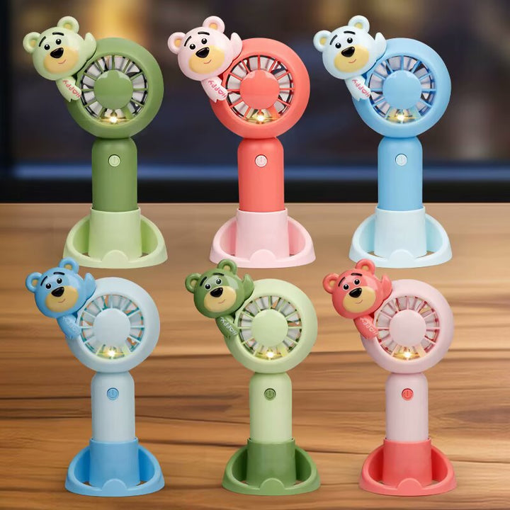 Unisex Portable Handheld Fan with Animal Design and LED Light Function Bowlift