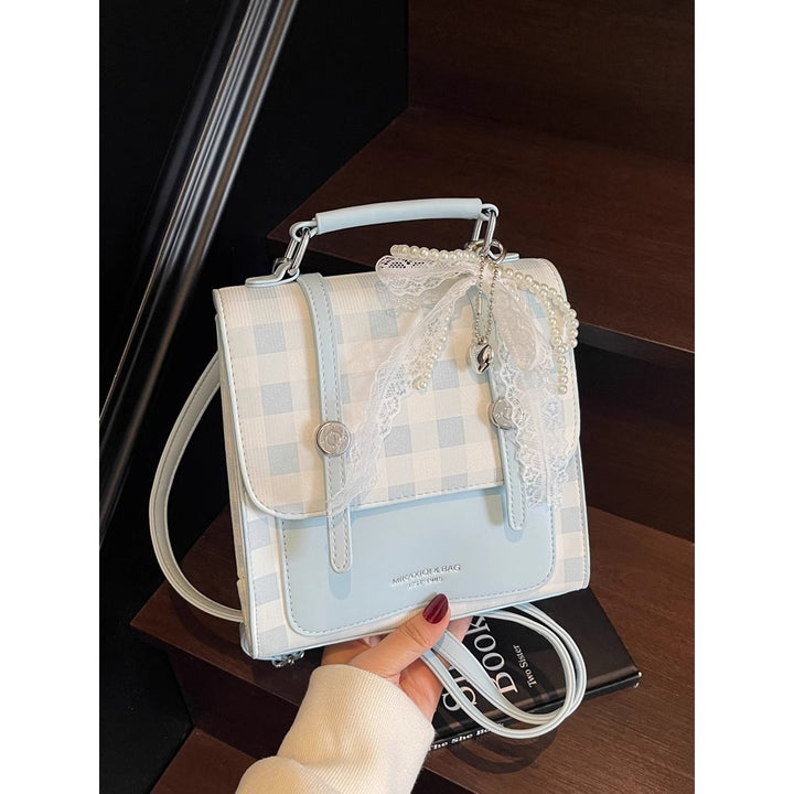 Stylish Checkered Mini Satchel Bag Bowlift