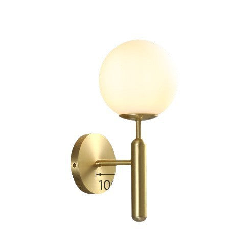 Modern wall sconce with opal glass globe and minimalist vertical stem Bowlift