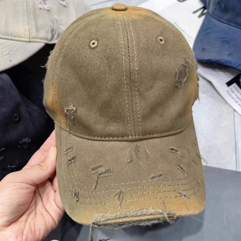 Men's Distressed Denim Baseball Cap Bowlift
