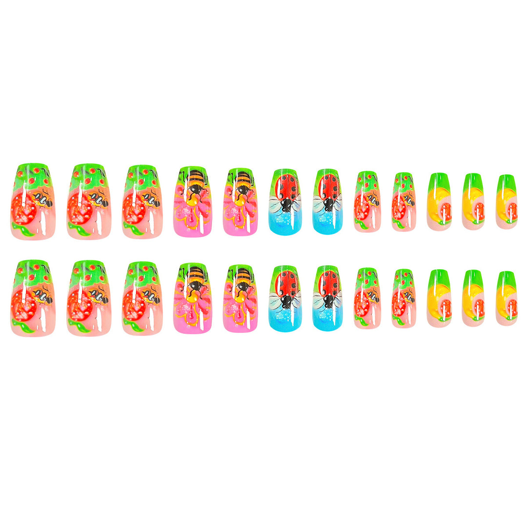 Artistic nail art with insect and flower motifs Bowlift