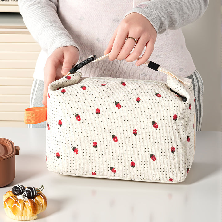 Insulated Lunch Carrier Bag with Fun Strawberry Design Bowlift