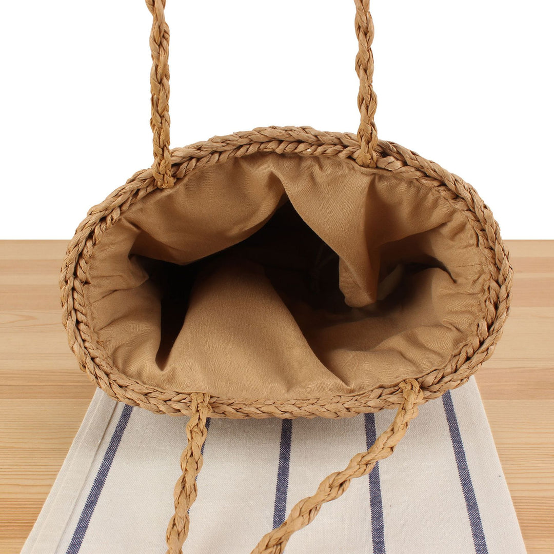 Braided natural material tote bag Bowlift