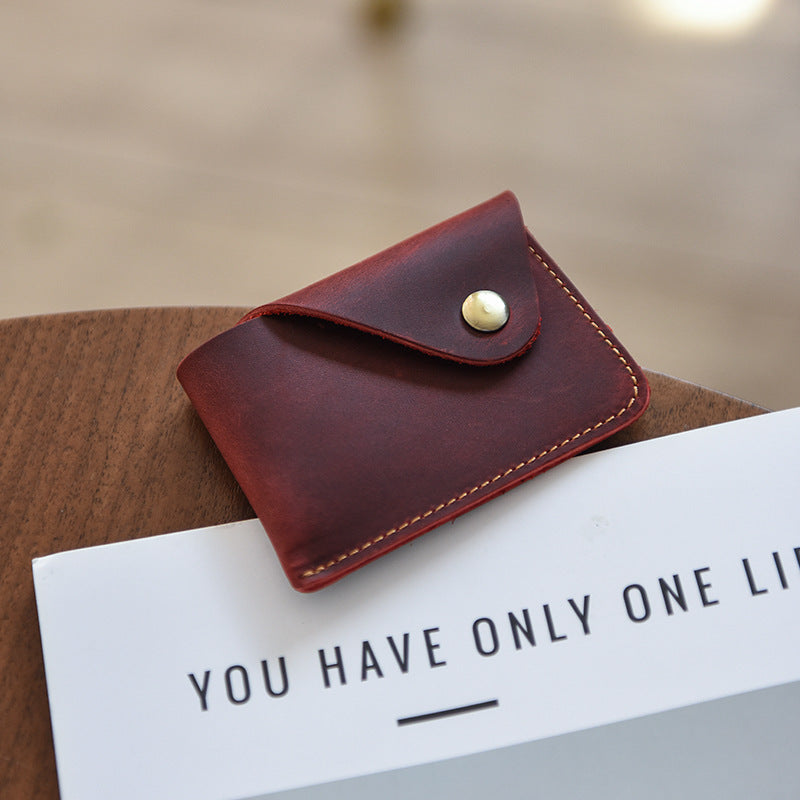 Premium Leather Buttoned Cardholder Bowlift