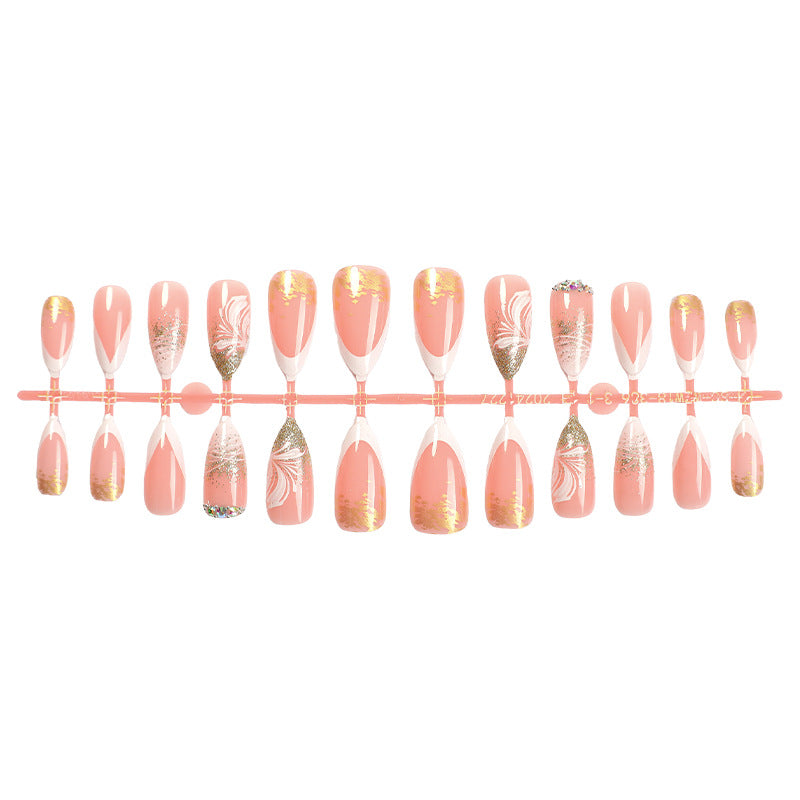 Artificial nail set with glamorous floral and glitter decorations Bowlift