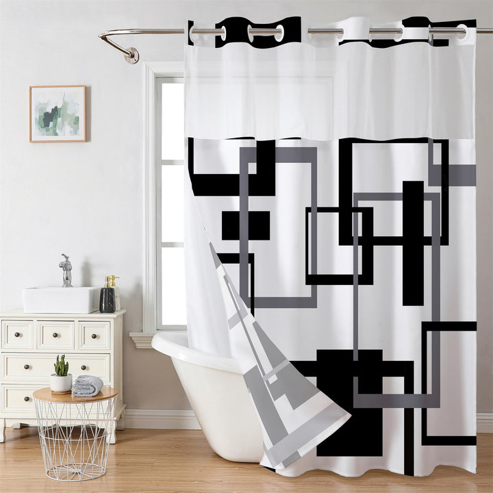 Marble-Design Shower Curtain Bowlift
