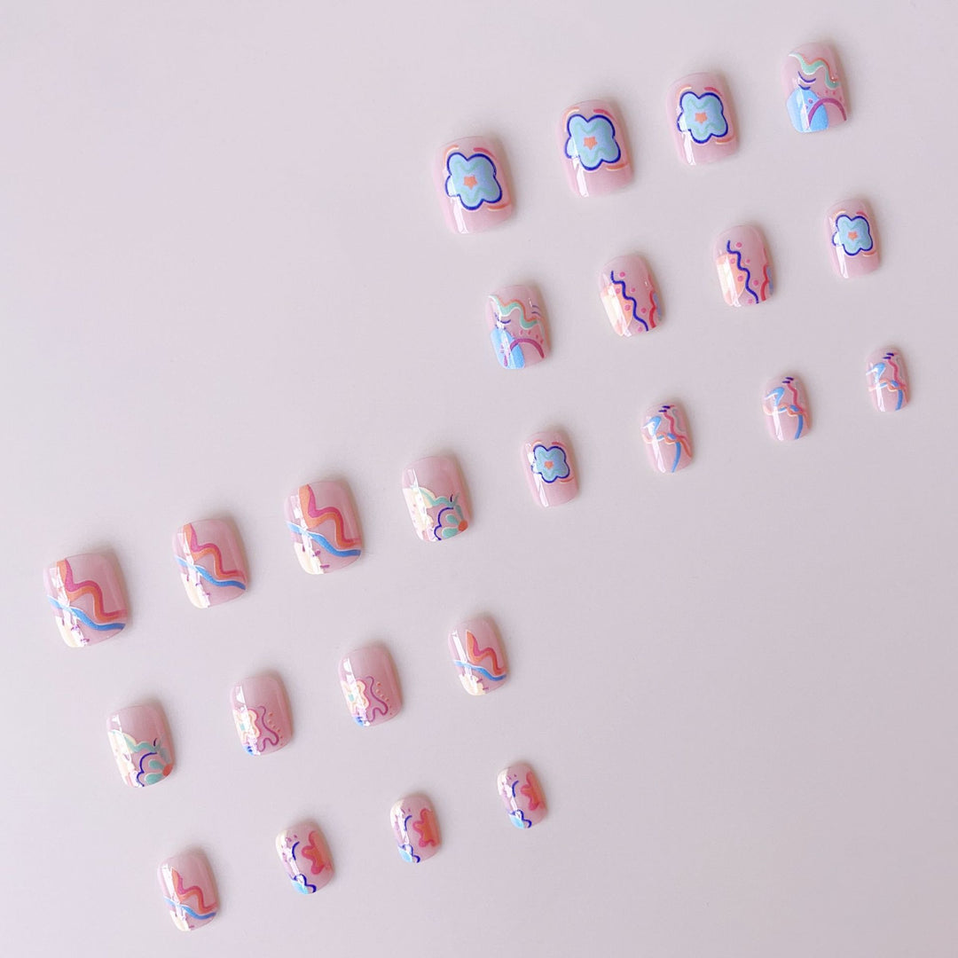 Nail art set with colorful neon-inspired design Bowlift