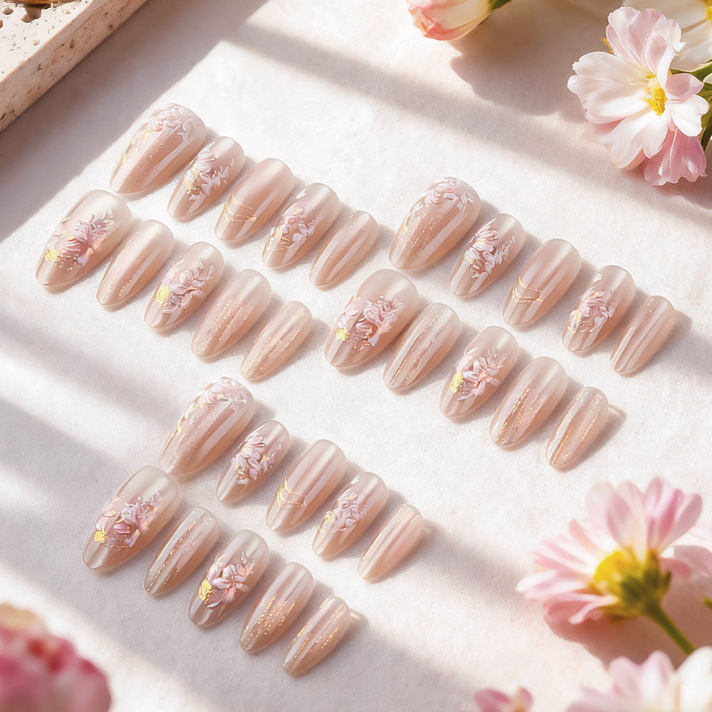 Floral Embellished Press-On Nails Bowlift