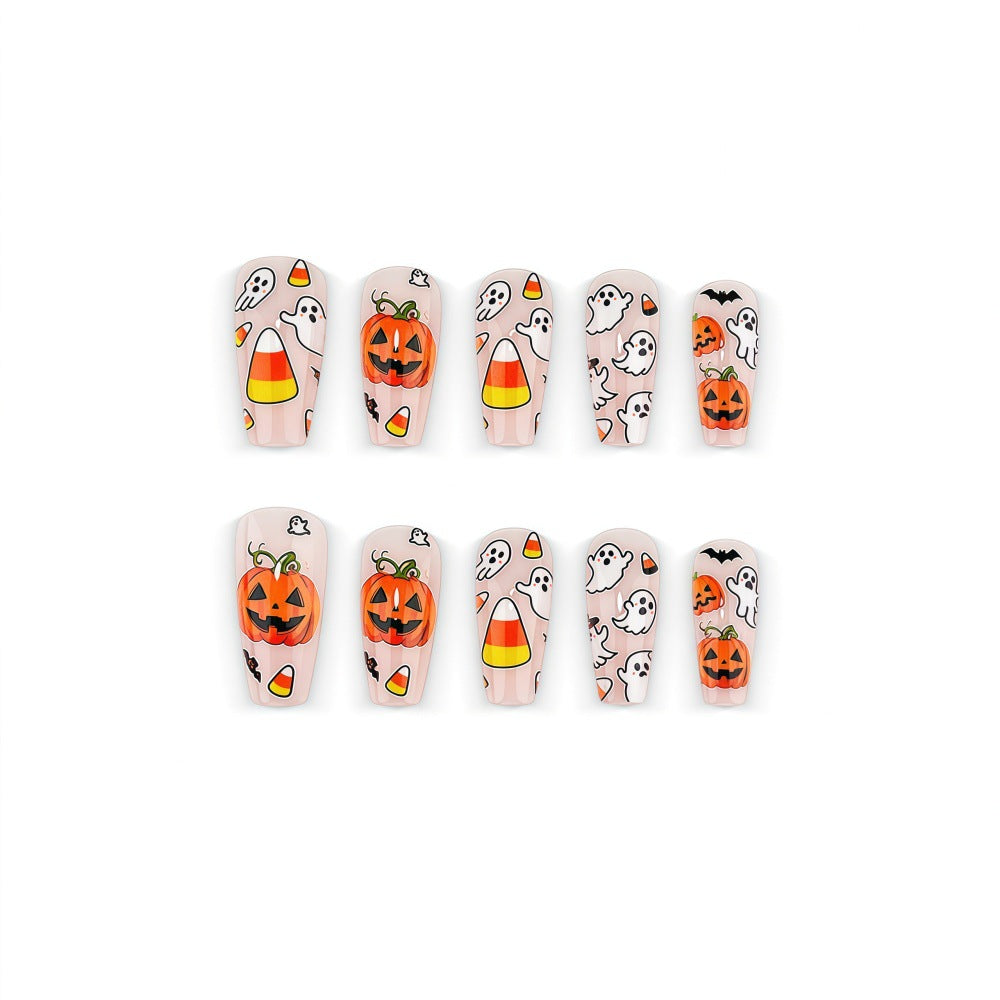 Creative Halloween Art Nails in Ghost and Pumpkin Design Bowlift
