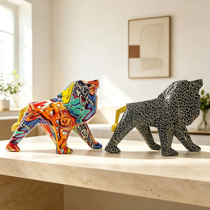 Colorful lion figure made of high-quality resin Bowlift