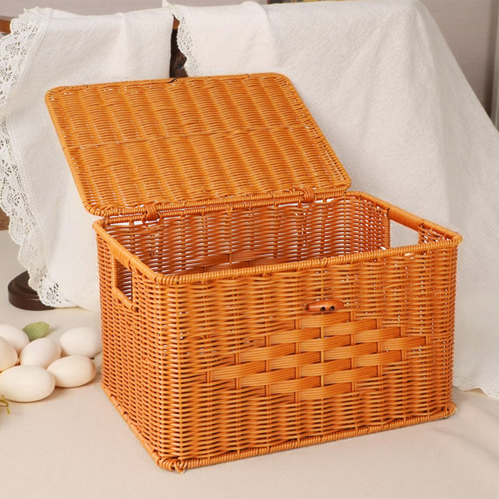 Ladies Handcrafted Storage Basket with Lid and Handle Bowlift