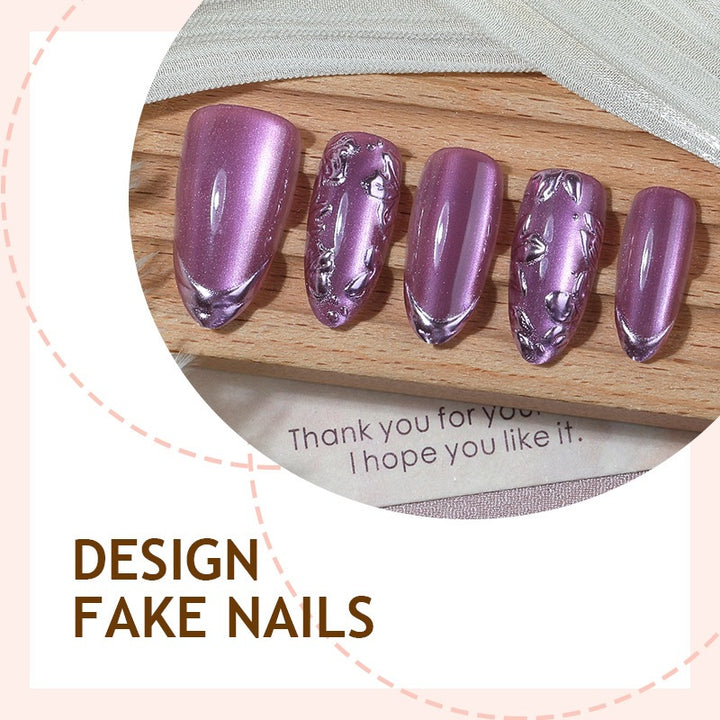 Elegant artificial nail set with shimmering accents and decorative designs Bowlift