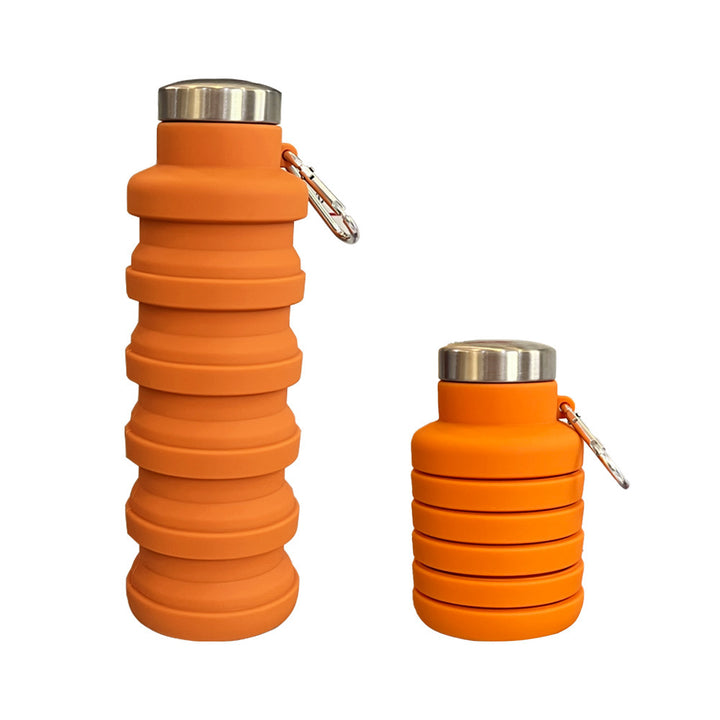 Collapsible Silicone Travel Water Bottle with Stainless Steel Cap and Carabiner Bowlift