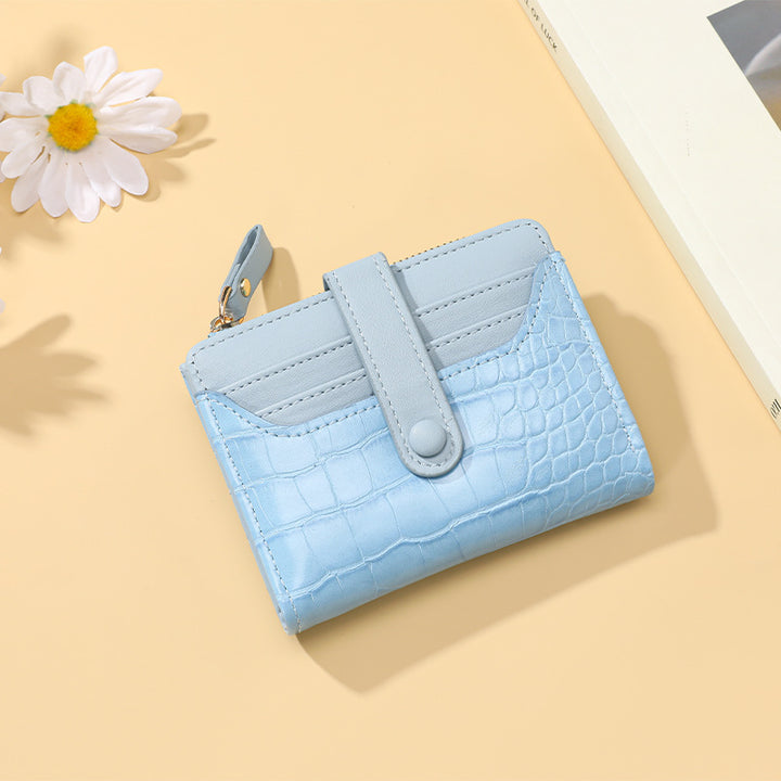 Compact Crocodile-Texture Zip Card Wallet Bowlift