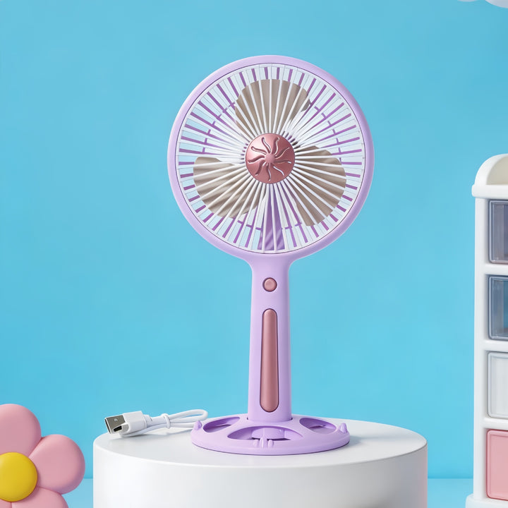 Women's Portable Mini Fan with USB Charging Function and Ergonomic Handle Bowlift