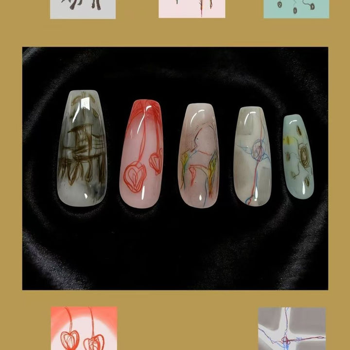 Whimsical Bear-Themed Press-On Nail Art Kit Bowlift