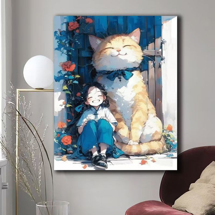 Illustrated Cat-Themed Wall Art Bowlift