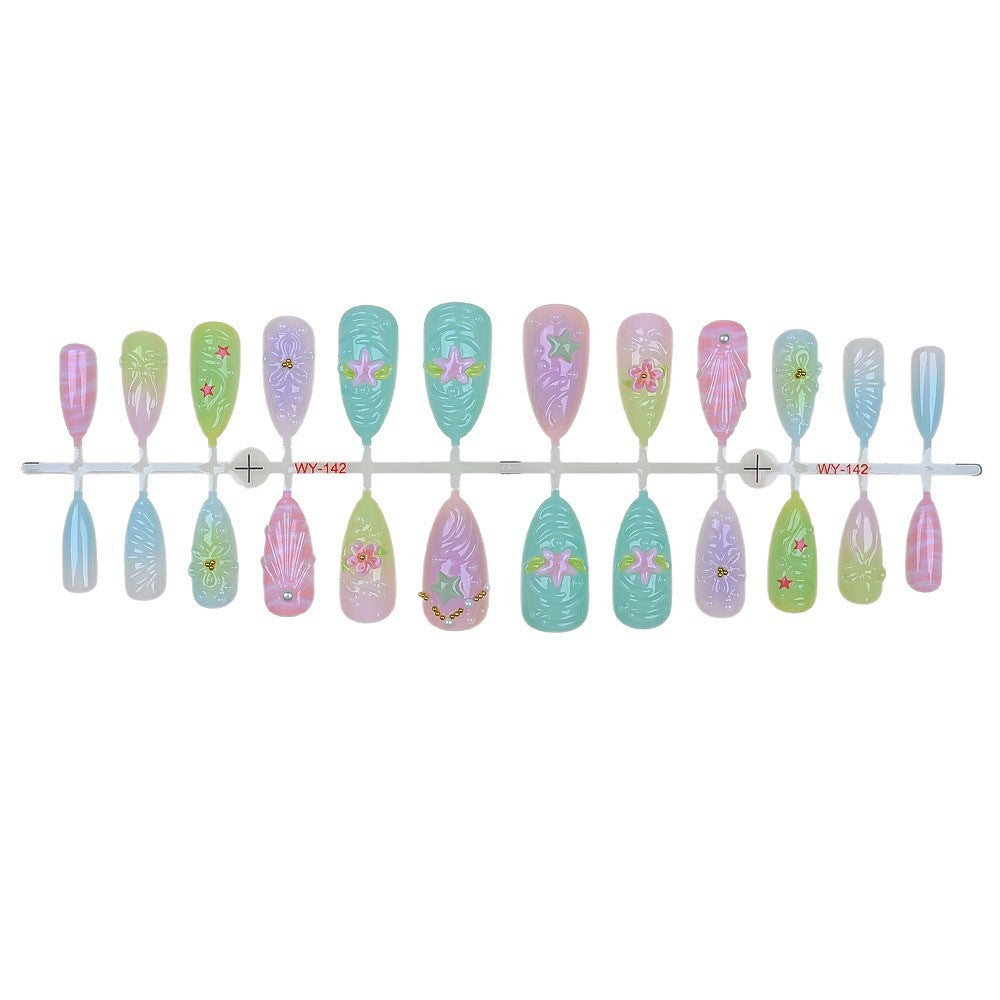 Artistic Nature-Inspired Press-On Nail Set Bowlift