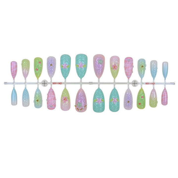 Artistic Nature-Inspired Press-On Nail Set Bowlift