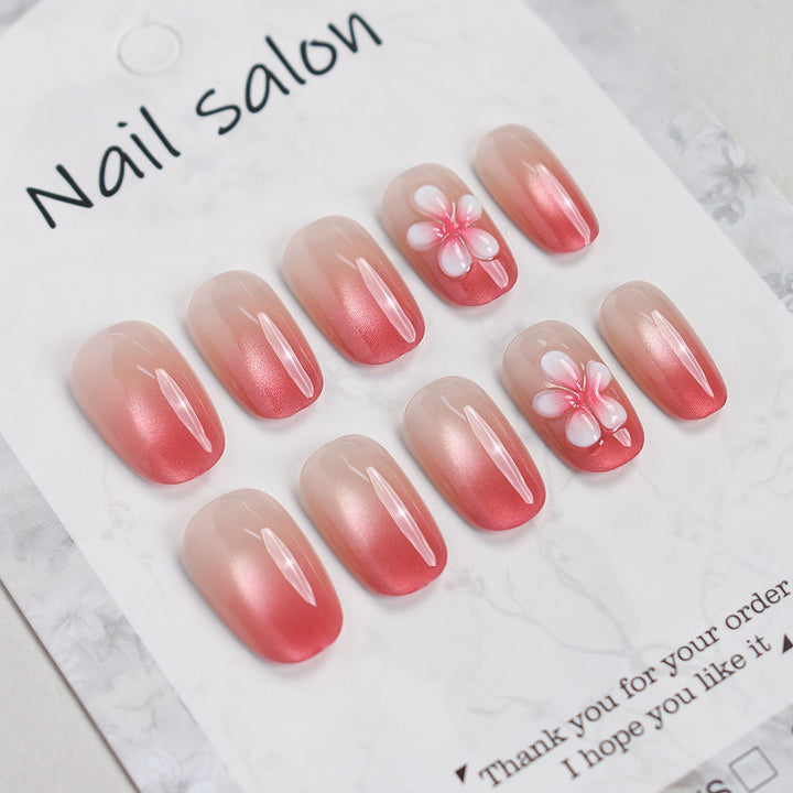 Elegant Floral Press-On Nail Set Bowlift