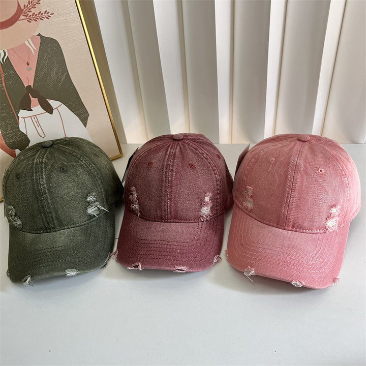Women's Distressed Denim Baseball Cap Bowlift 1784083631