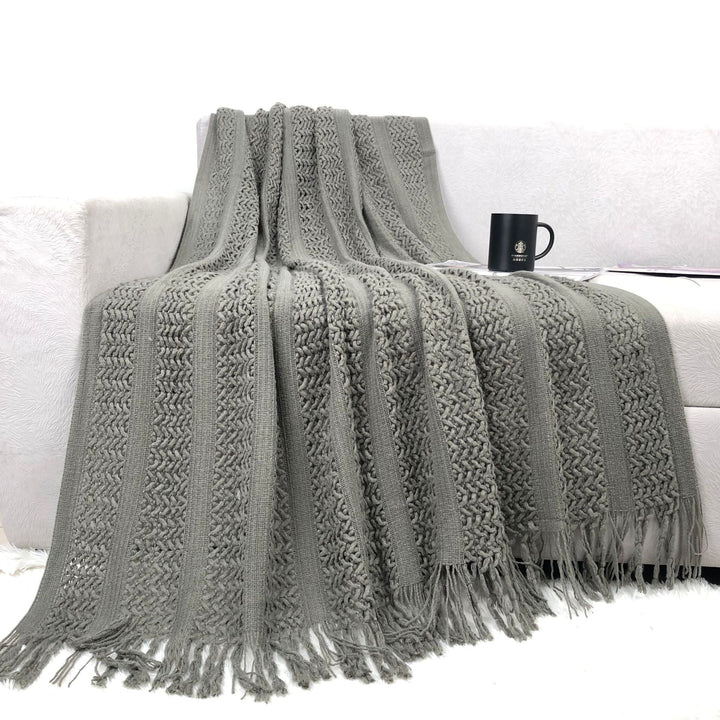 Handcrafted Textured Knit Throw Blanket Bowlift