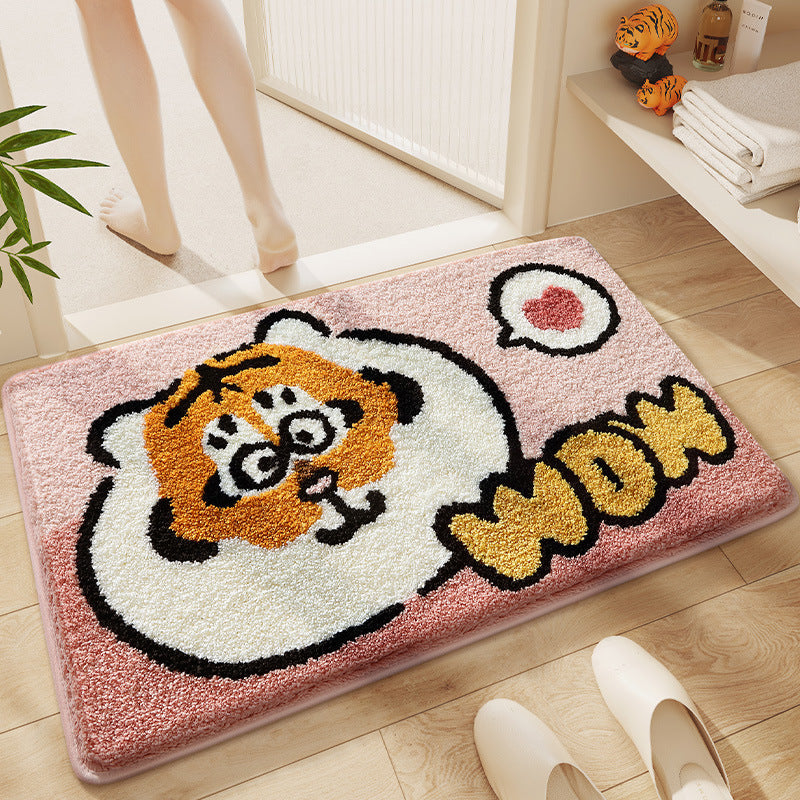 Playful Cartoon Tiger Bath Mat Bowlift