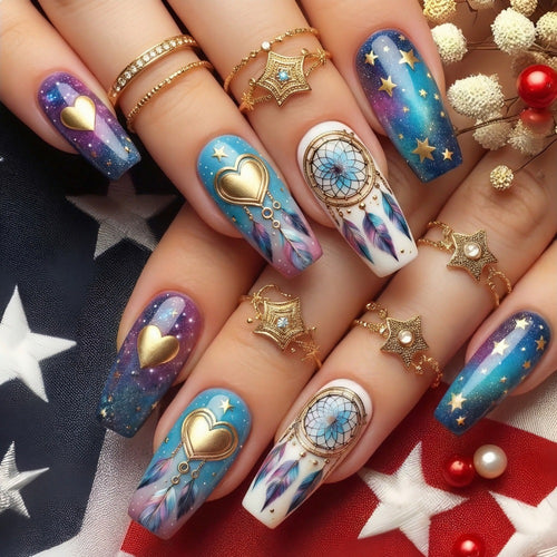 Dreamcatcher motif artificial nails Bowlift