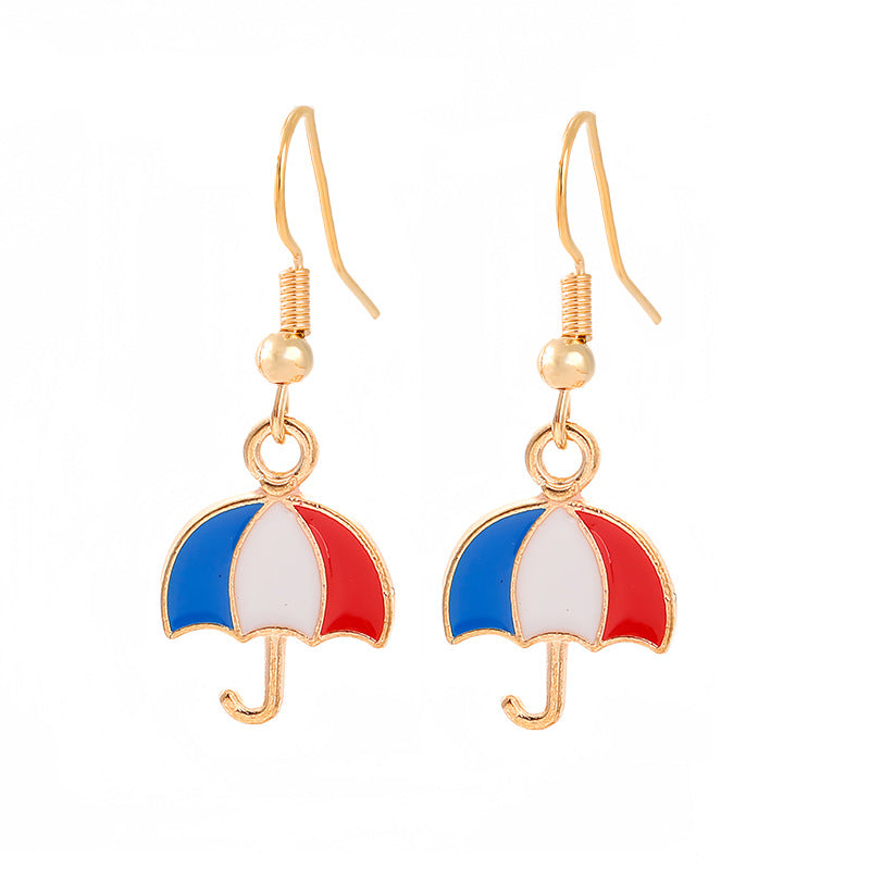 Ladies enamel earrings horseshoe with star stripe motif Bowlift