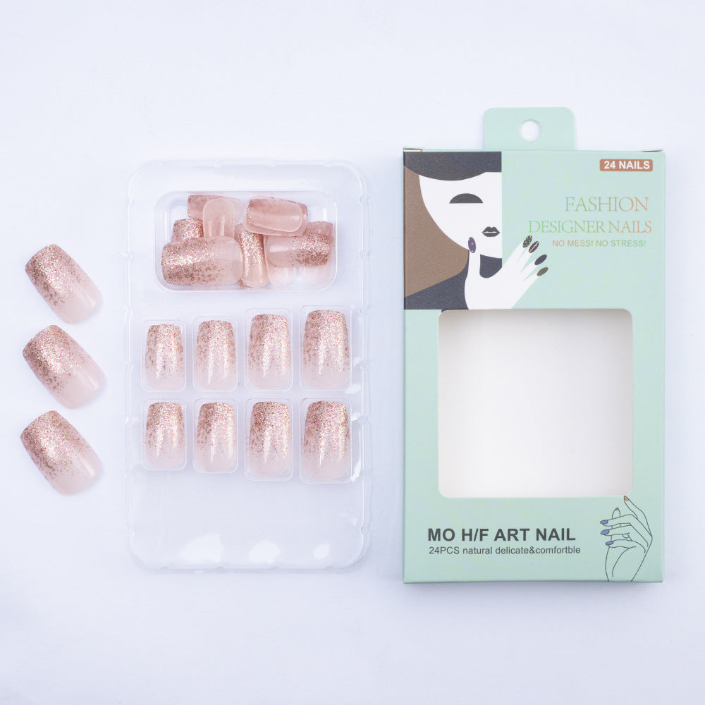 Glittering artificial nails with delicate gradient Bowlift