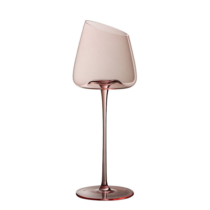 Tilted Rim Tall Stemmed Rose Wine Goblet Bowlift