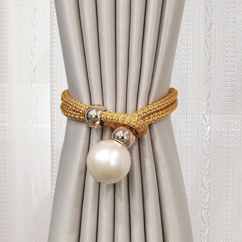 Elegant curtain tieback with decorative pearl Bowlift