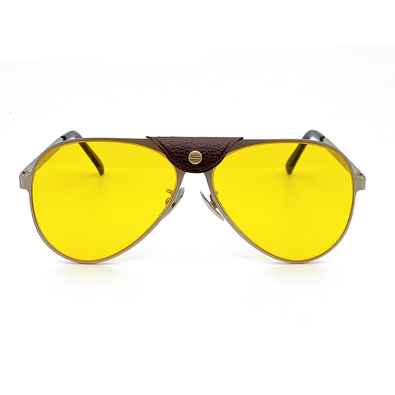 Retro Pilot Sunglasses with Blue Tinted Lenses Bowlift