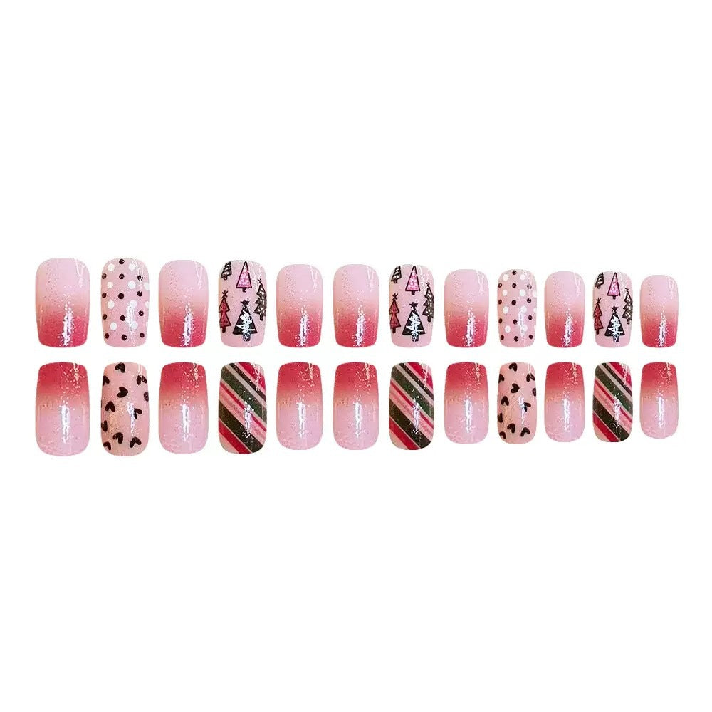 Artificial nail set with festive Christmas motifs and sparkling accents Bowlift