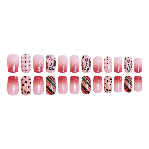 Artificial nail set with festive Christmas motifs and sparkling accents Bowlift