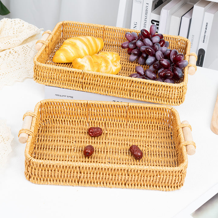 Handwoven Rectangular Serving Tray Bowlift