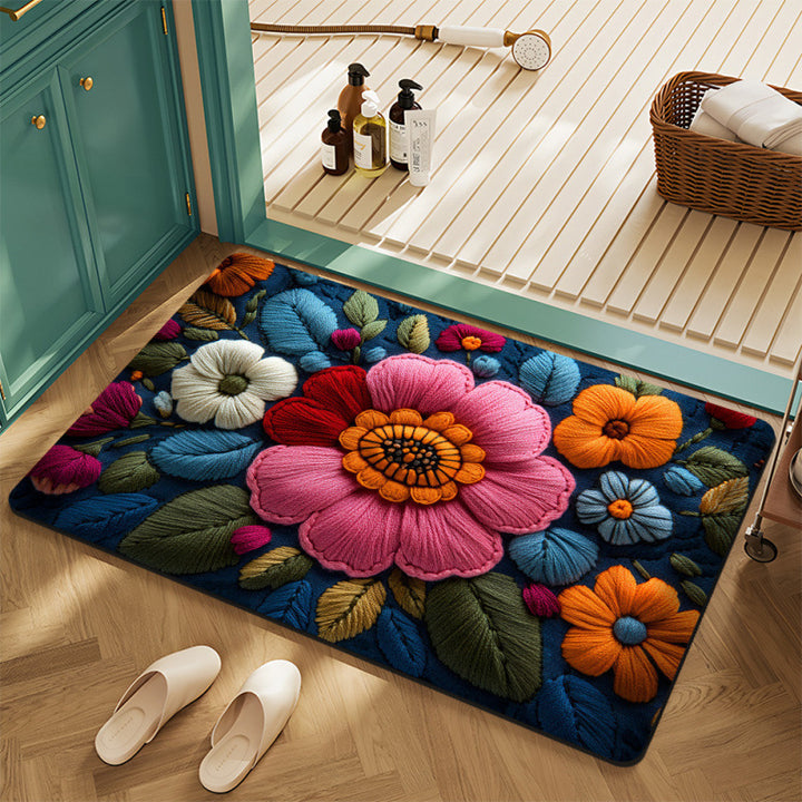 Floral Motif Bath Mat Bowlift