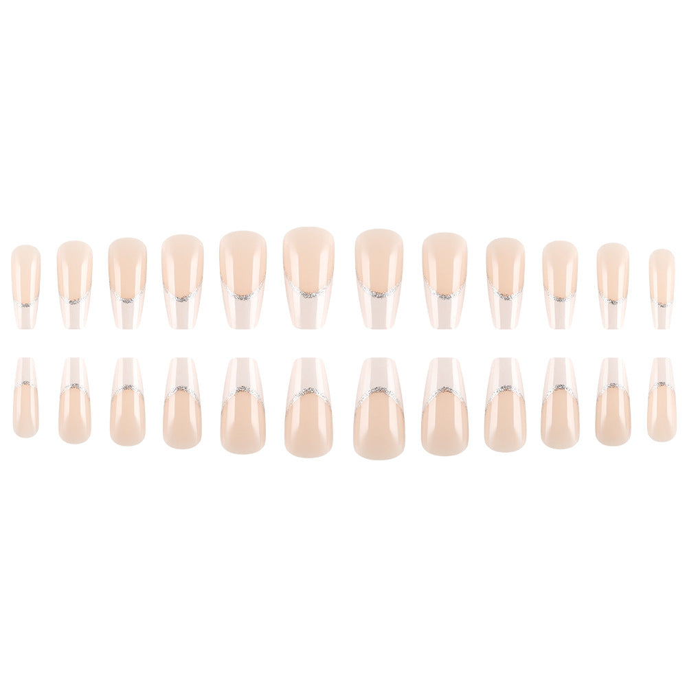 Elegant Press-On Nail Set with Rhinestone Accents Bowlift