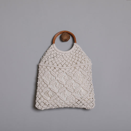 Macrame bag with wooden handle Bowlift