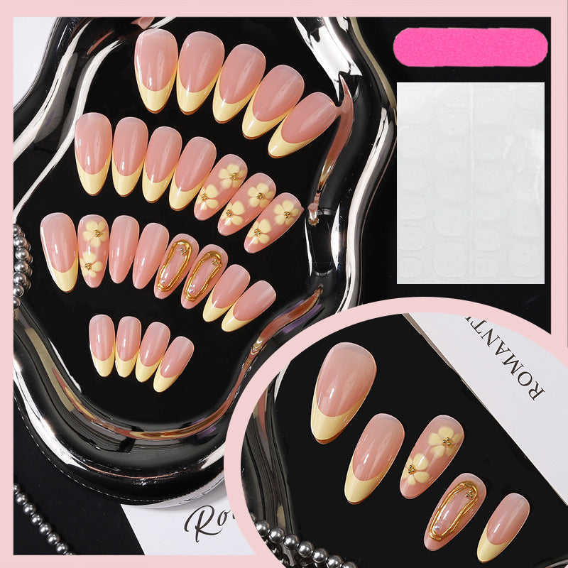 Elegant Floral Press-On Nail Set Bowlift