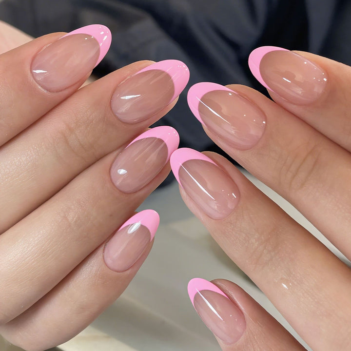 Elegant French Manicure Artificial Nails Bowlift