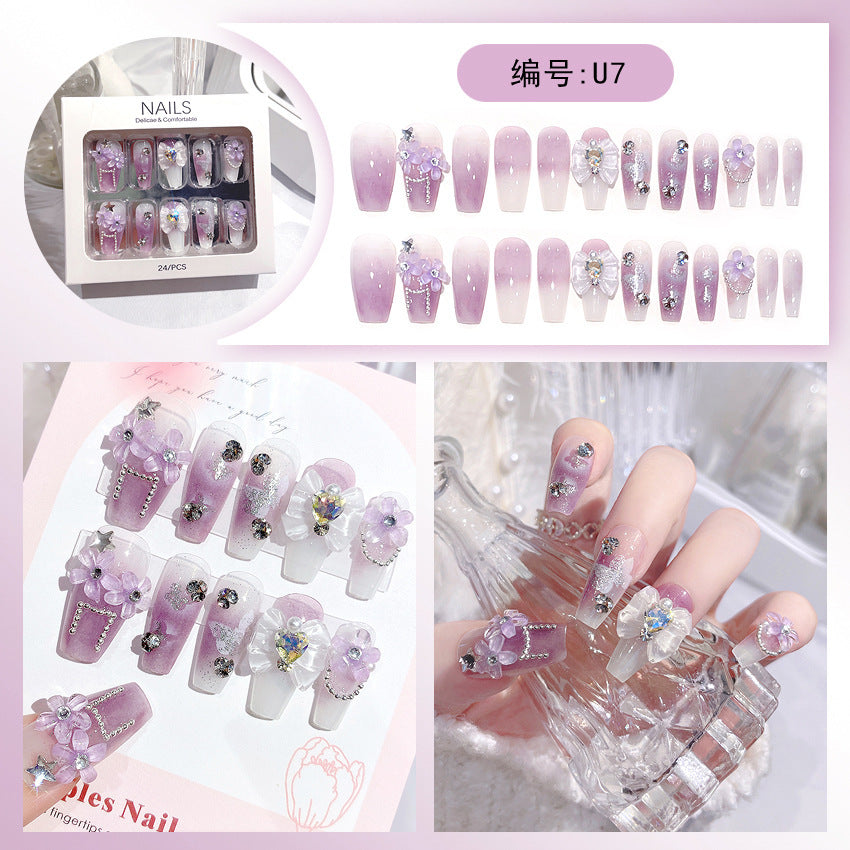 Decorative Floral Press-On Nail Tips Bowlift