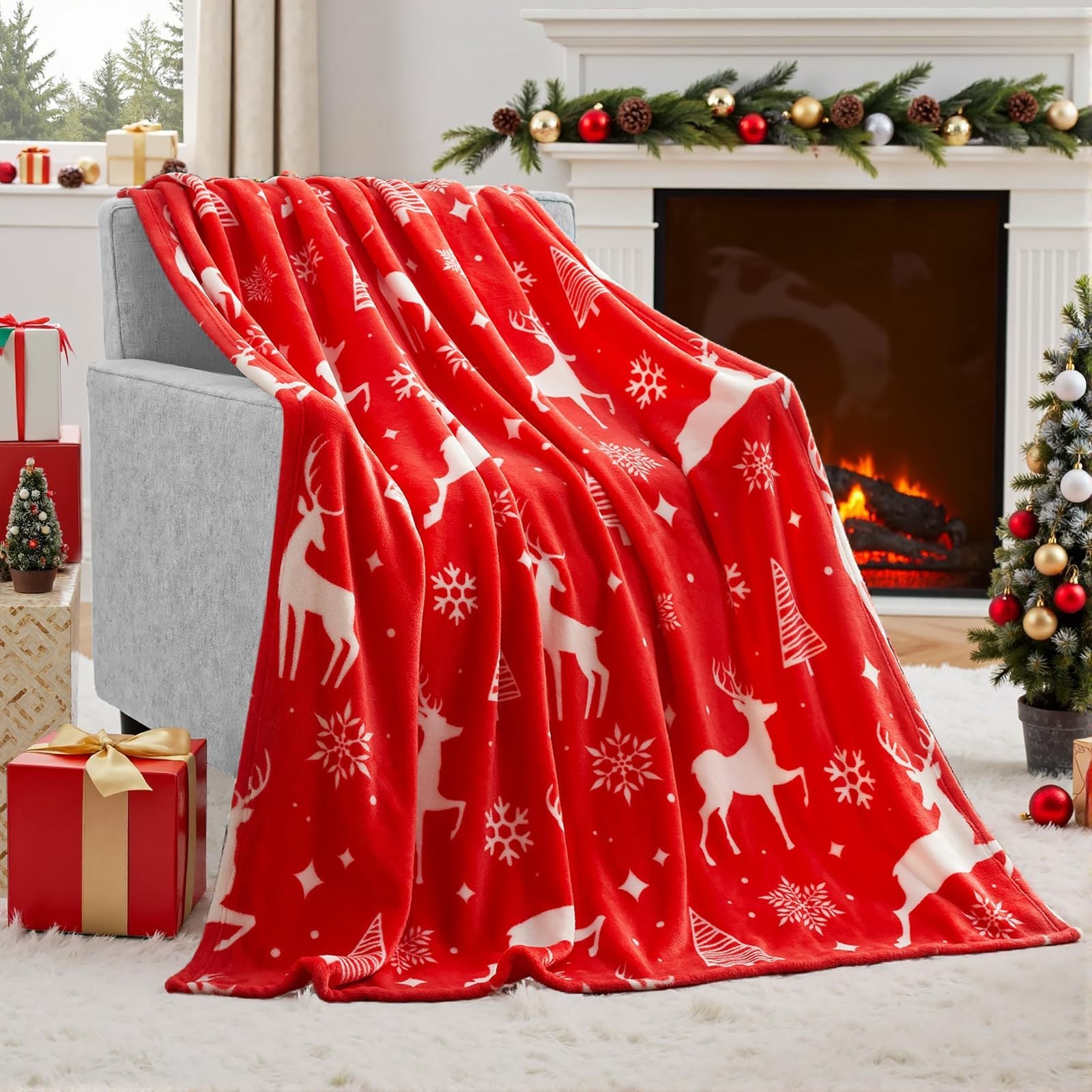 BowLift | Christmas Blanket Soft Flannel Christmas Plush Holiday Blanket