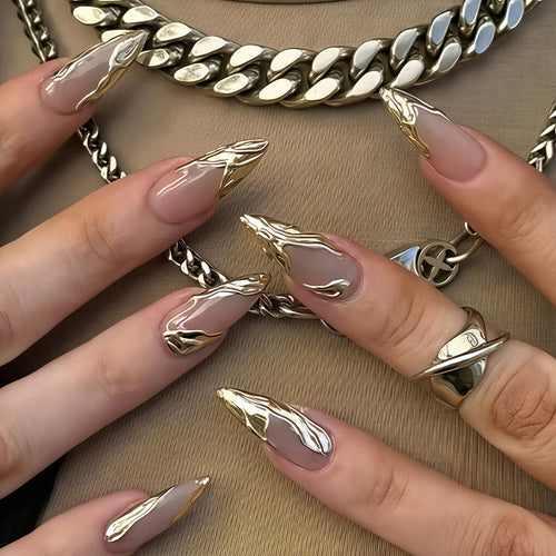Premium Marble Design Press-On Nail Set Bowlift