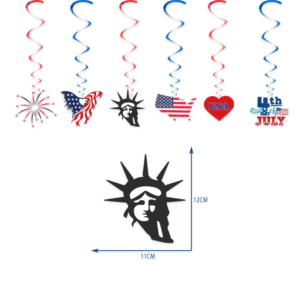 Unisex nan multi-piece hanging spiral garlands with patriotic USA cardboard pendants for party decoration Bowlift